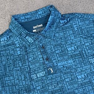 Bogey Bros Golf Polo Shirt Men's Large Blue AOP Excuses Performance Stretch